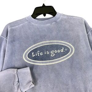 Life is Good Crewneck Sweatshirt Womens M Logo Fleece Pullover Casual Wear